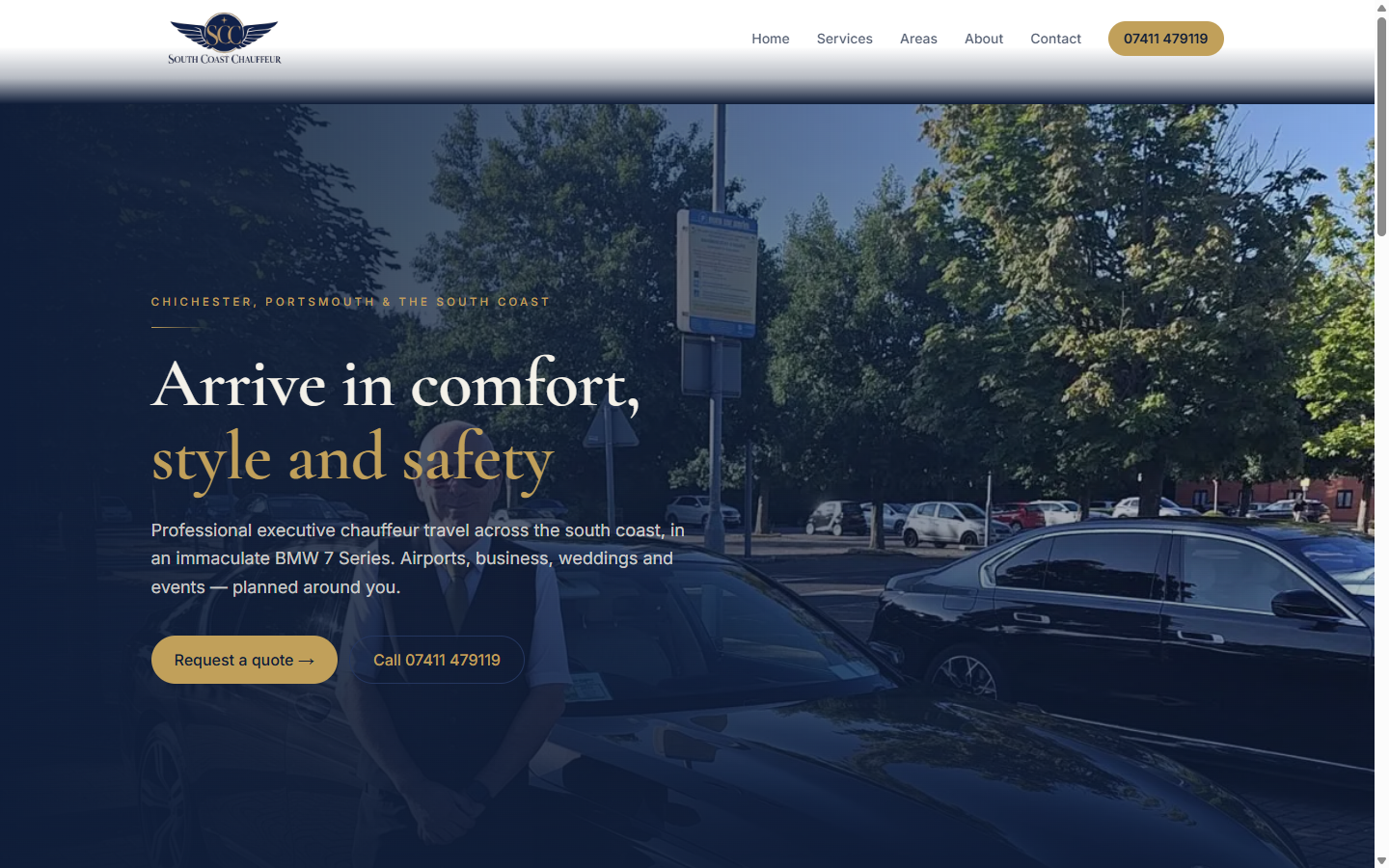 South Coast Chauffeur — desktop view